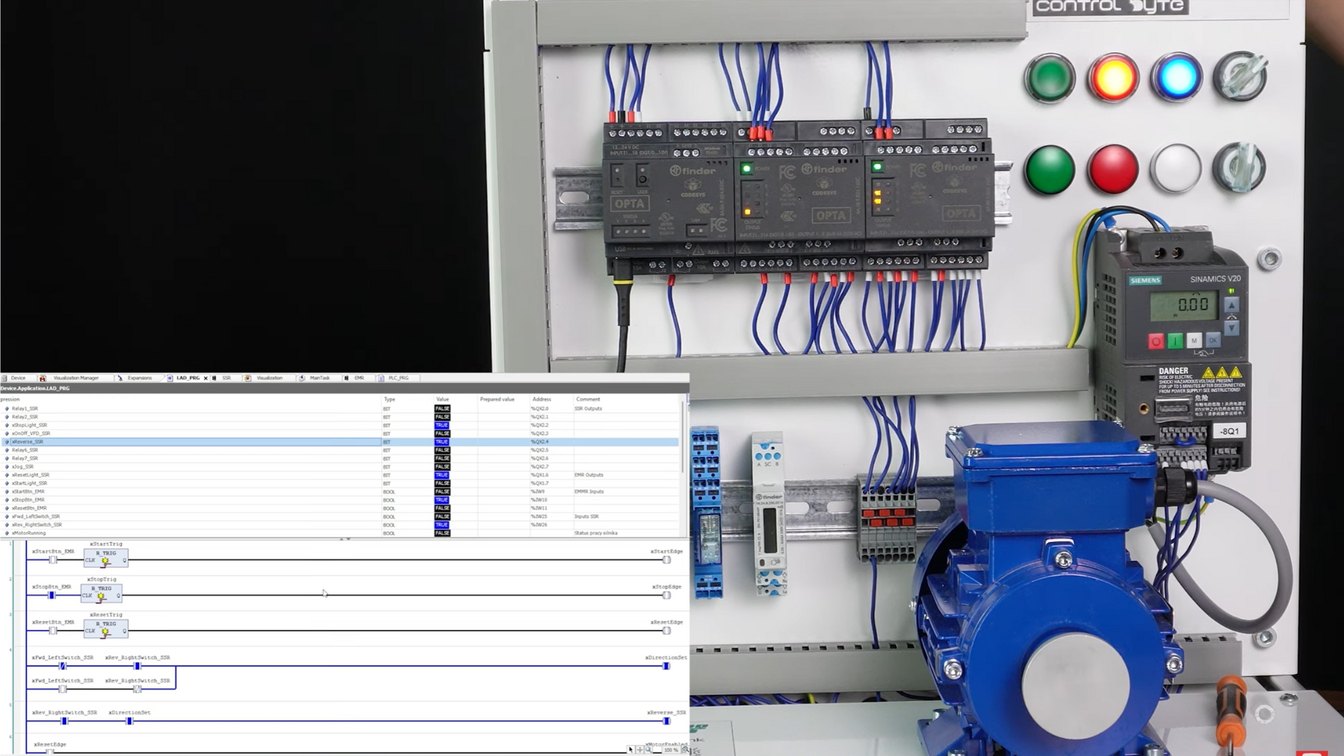 Sterowanie falownikiem Sinamics V20 w Codesys na Finder OPTA