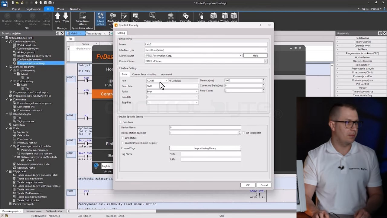 Konfiguracja panelu HMI Fatek w FvDesigner