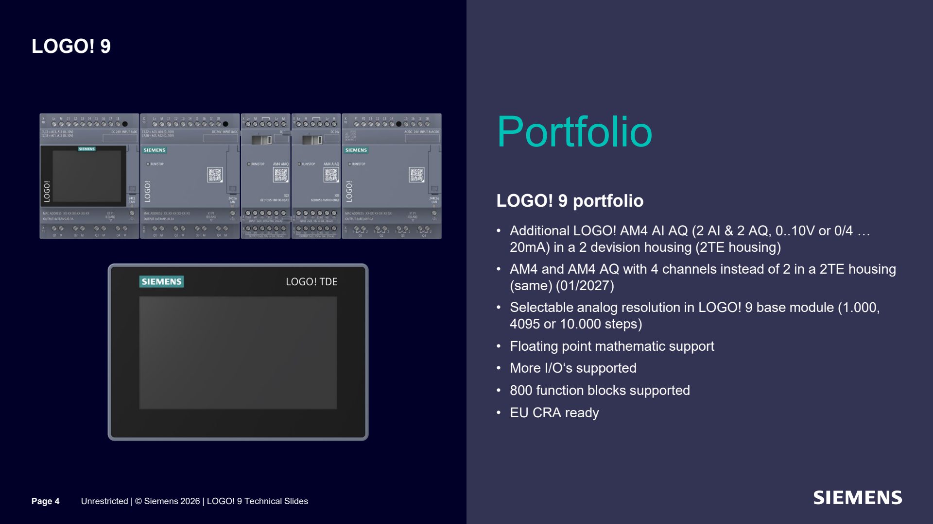 Portfolio LOGO! 9 – moduły i nowe możliwości