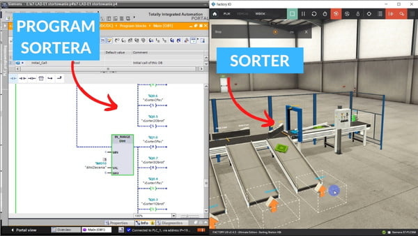 Projekt sortowania wg koloru w Factory IO