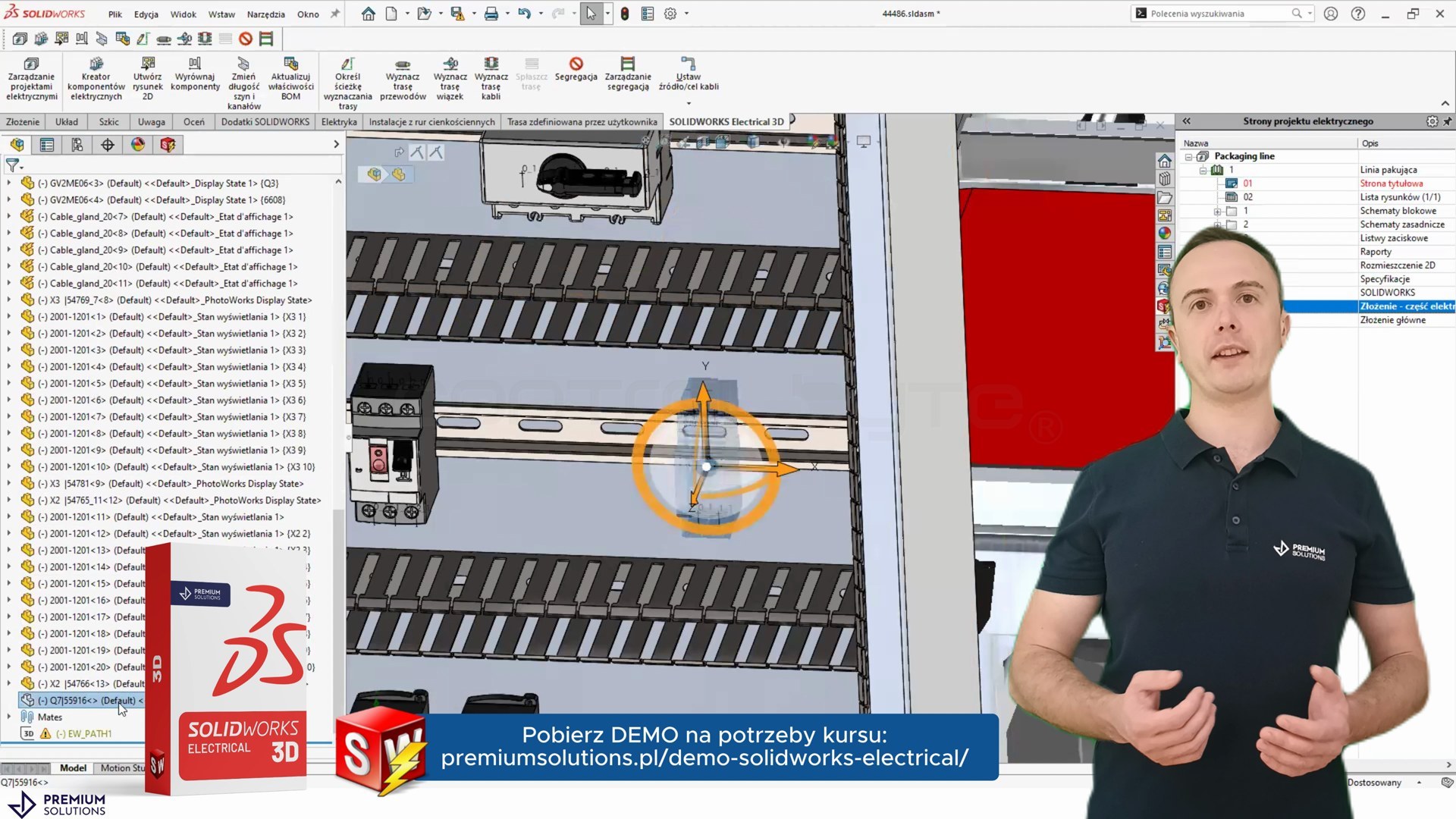 Szafa sterownicza w SOLIDWORKS Electrical 3D – aparatura na szynach i korytka kablowe