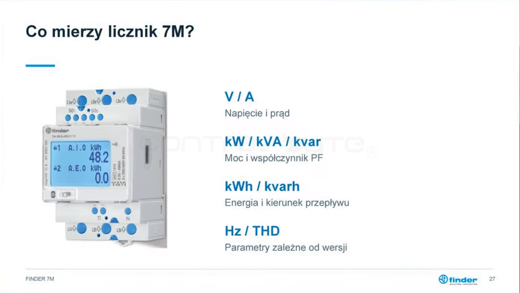 Parametry mierzone przez licznik energii Finder 7M
