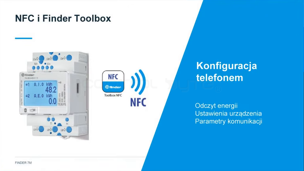 Konfiguracja licznika Finder 7M przez NFC w aplikacji Finder Toolbox