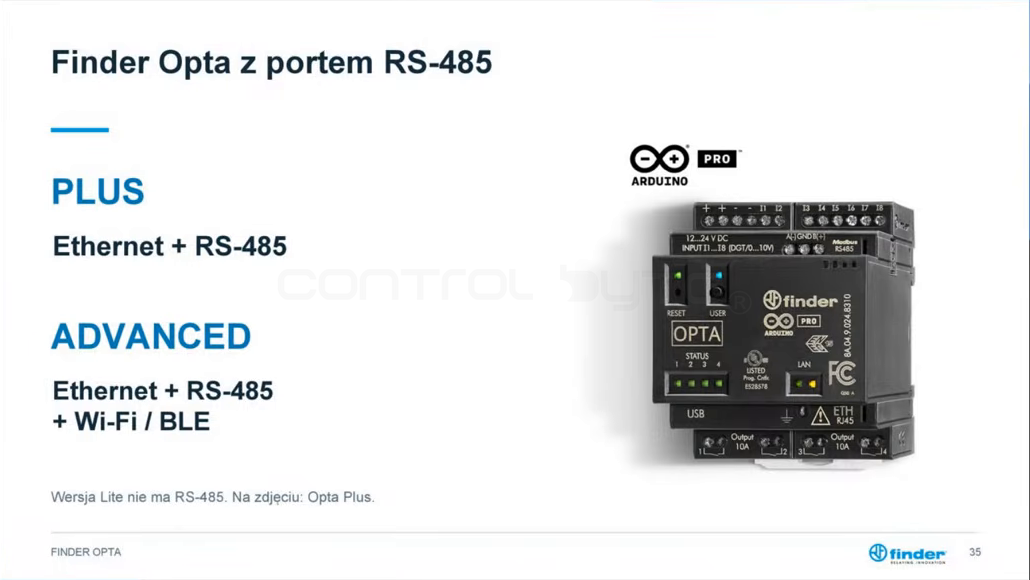 Finder Opta Plus i Advanced z portem RS-485