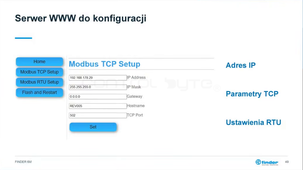 Serwer WWW do konfiguracji konwertera Finder 6M