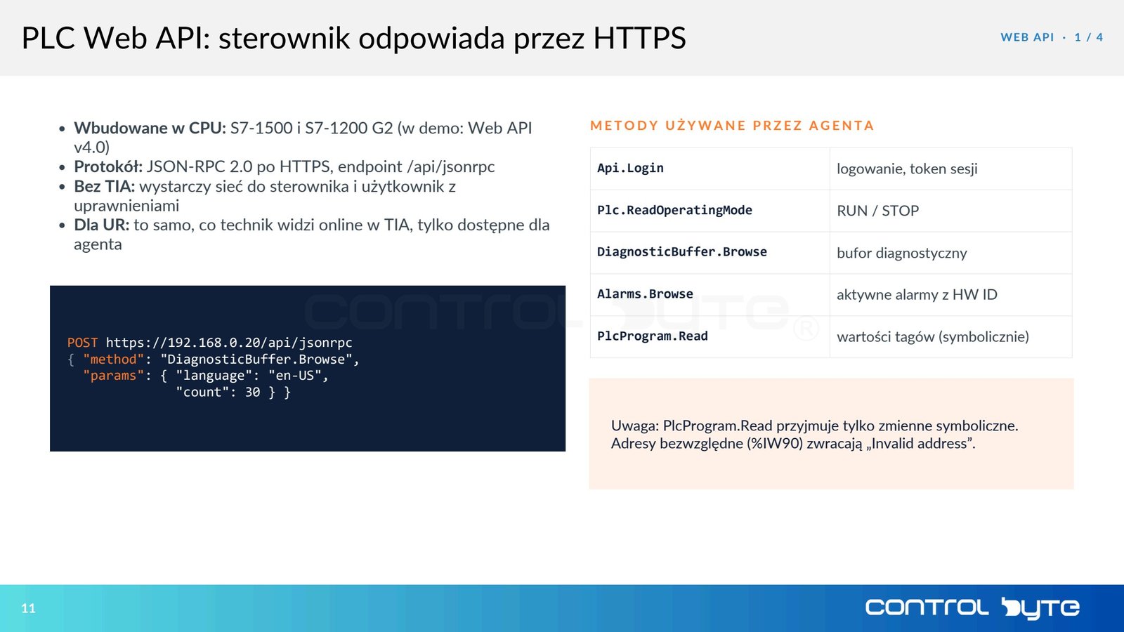 PLC Web API: sterownik odpowiada przez HTTPS
