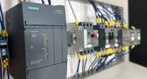 Sterownik Siemens SIMATIC S7-1200 G2 CPU 1212FC na stanowisku szkoleniowym ControlByte